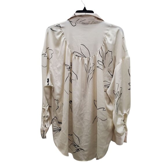 Worthington Women's Cream Black Abstract Satin Button Up LS Career Blouse XL - Picture 10 of 10